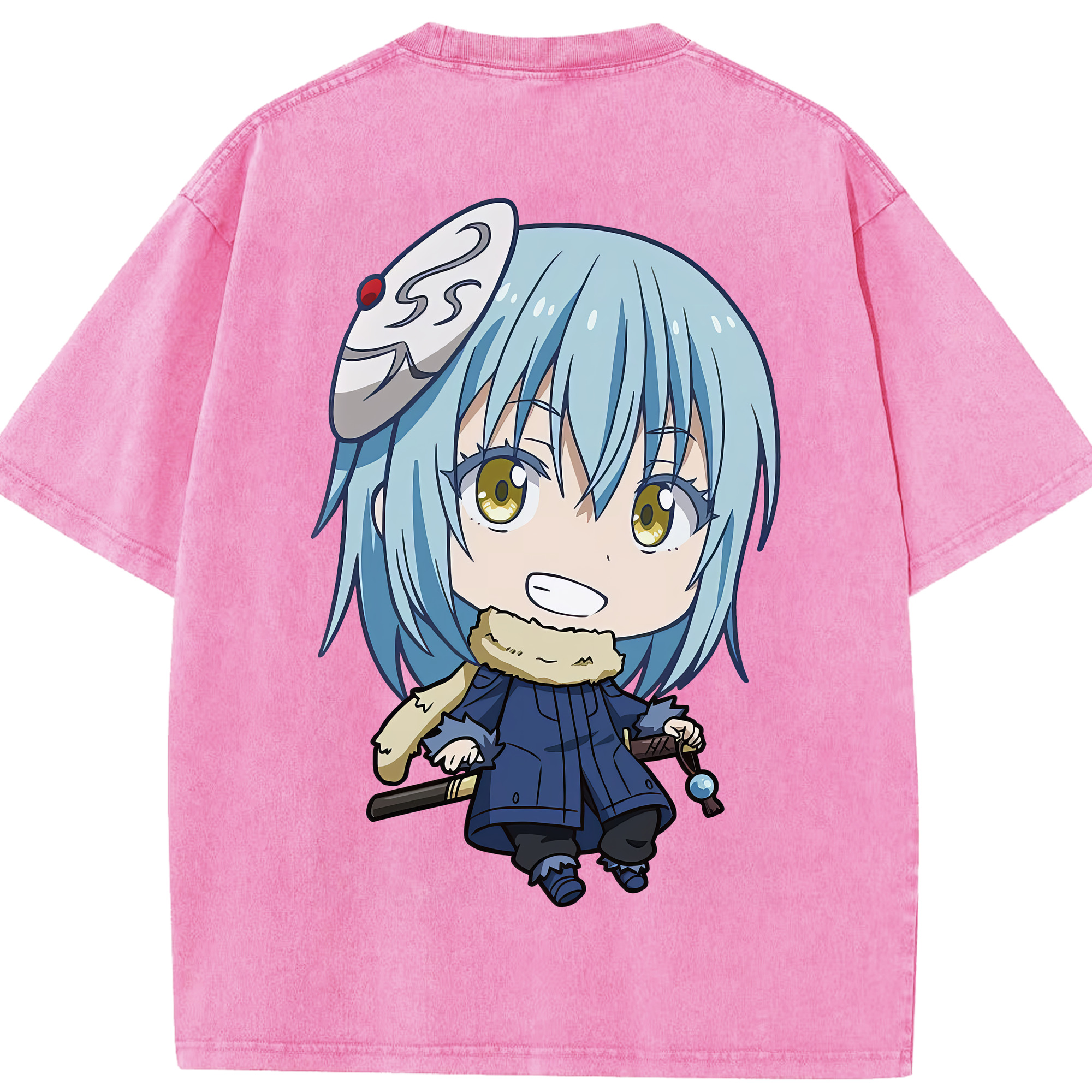 （画像用） 転スラ Regarding Reincarnated to Slime 綿100% ヴィンテージ風 半袖Tシャツ（背面プリント）
